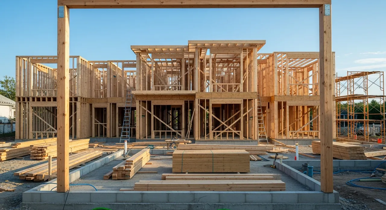 Custom home construction framing